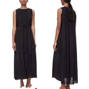 COS Tie-waist black pleated maxi-dress